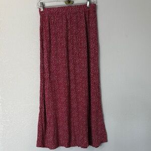 Brandy Melville Red Micro Floral Print Maxi Skirt OS